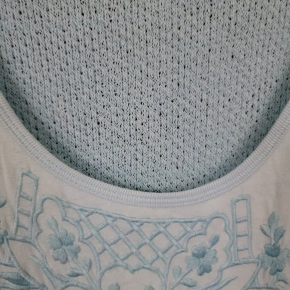 Gorgeous Mododoc Los Angeles Aqua Blue Embroidered Tank Top Size Medium - Picture 5 of 12